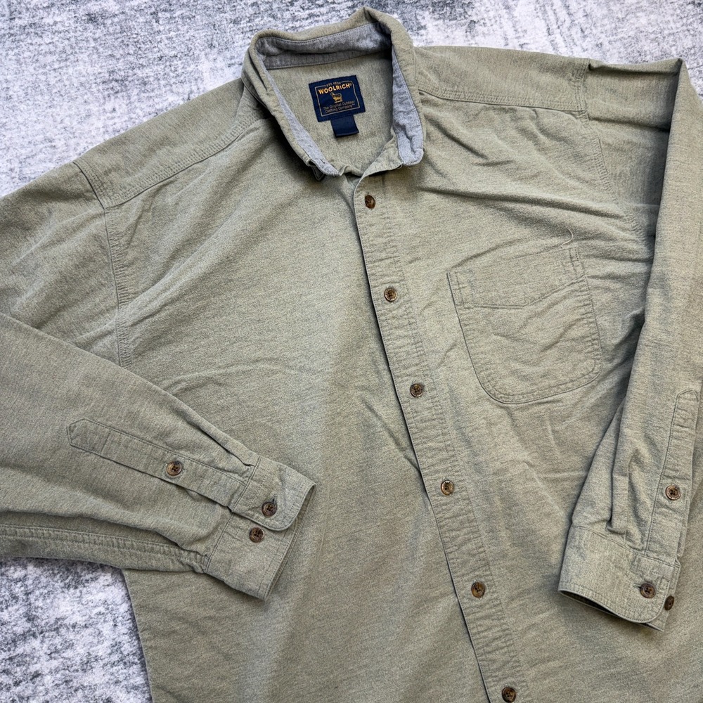 Woolrich Flannel Shirt Mens 2XLT Sage Green Button Up Workshirt Casual Chore